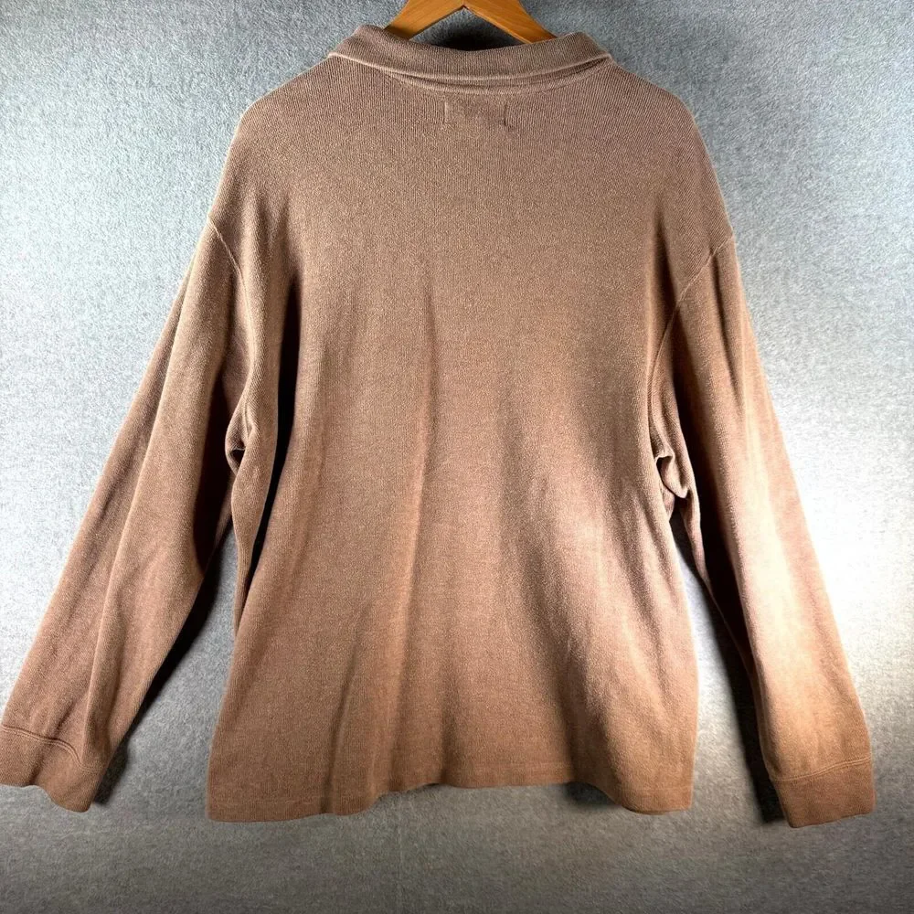 Vintage Polo Ralph Lauren Sweatshirt Men's 2XL Light Brown 1/4 Zip Long‎ Sleeve